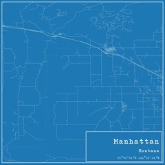 Blueprint US city map of Manhattan, Montana.