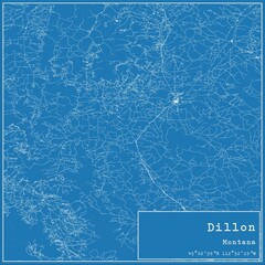 Blueprint US city map of Dillon, Montana.