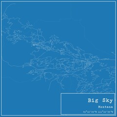 Blueprint US city map of Big Sky, Montana.