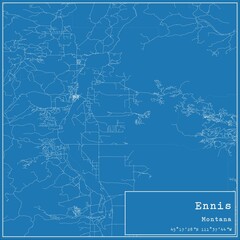 Blueprint US city map of Ennis, Montana.