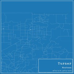 Blueprint US city map of Turner, Montana.