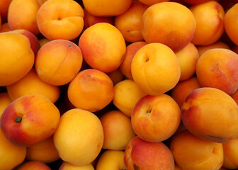 there are a lot of juicy yellow apricots nearby . fruits are antioxidants. supermarket market . summer fresh fruit . vegetarianism . vegan