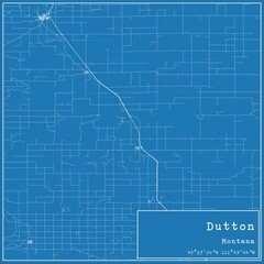 Blueprint US city map of Dutton, Montana.