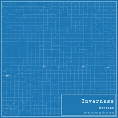 Blueprint US city map of Inverness, Montana.