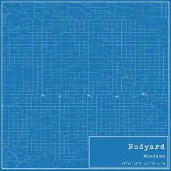 Blueprint US city map of Rudyard, Montana.