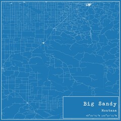 Blueprint US city map of Big Sandy, Montana.