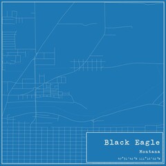 Blueprint US city map of Black Eagle, Montana.