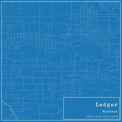 Blueprint US city map of Ledger, Montana.