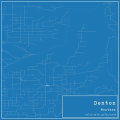 Blueprint US city map of Denton, Montana.