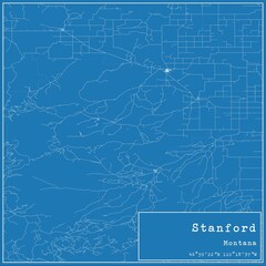 Blueprint US city map of Stanford, Montana.