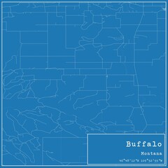Blueprint US city map of Buffalo, Montana.