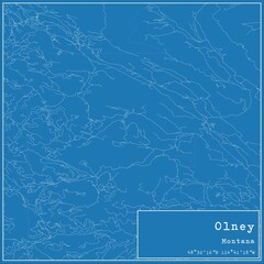 Blueprint US city map of Olney, Montana.