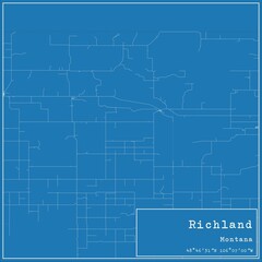 Blueprint US city map of Richland, Montana.