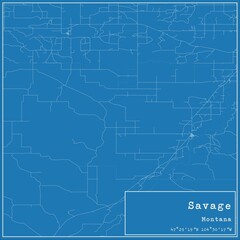 Obraz premium Blueprint US city map of Savage, Montana.