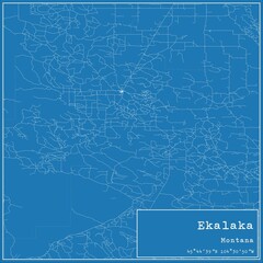 Blueprint US city map of Ekalaka, Montana.