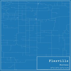 Blueprint US city map of Flaxville, Montana.