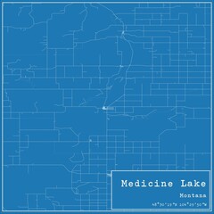 Blueprint US city map of Medicine Lake, Montana.