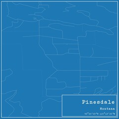 Blueprint US city map of Pinesdale, Montana.