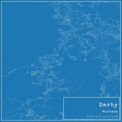 Blueprint US city map of Darby, Montana.
