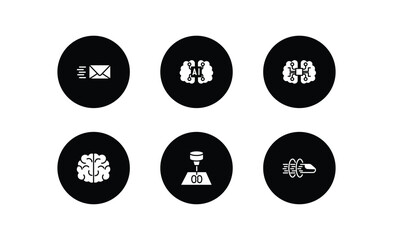 artificial intellegence filled icons set. artificial intellegence filled icons pack included mail, artificial intelligence, ai brain, brain, organ printing, hyperloop vector.