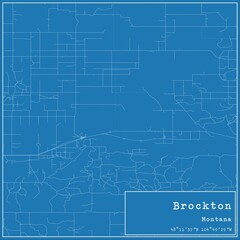 Blueprint US city map of Brockton, Montana.