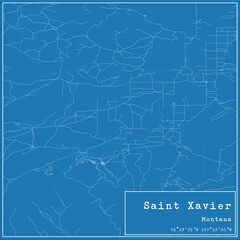 Blueprint US city map of Saint Xavier, Montana.