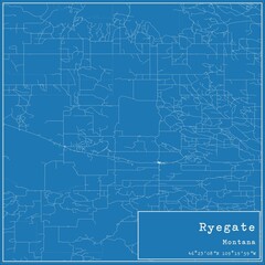 Blueprint US city map of Ryegate, Montana.