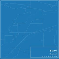 Blueprint US city map of Boyd, Montana.