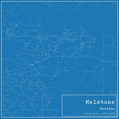 Blueprint US city map of Melstone, Montana.