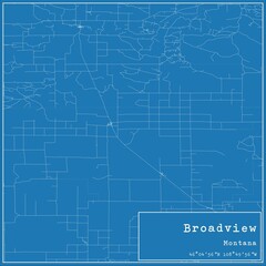 Blueprint US city map of Broadview, Montana.