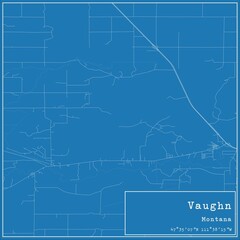 Obraz premium Blueprint US city map of Vaughn, Montana.