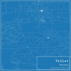 Blueprint US city map of Valier, Montana.