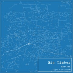 Blueprint US city map of Big Timber, Montana.