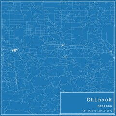 Blueprint US city map of Chinook, Montana.