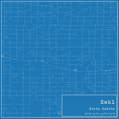 Blueprint US city map of Zahl, North Dakota.