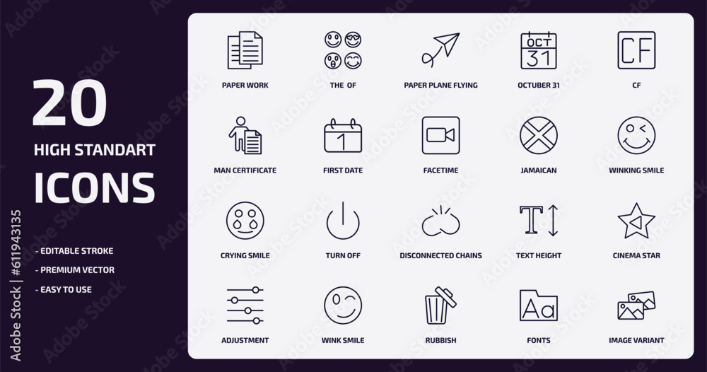 Poster user interface collection. outline icons set. user interface collection. thin line icons pack such a