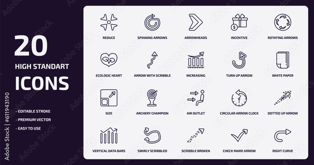 Poster user interface collection. outline icons set. user interface collection. thin line icons pack such a