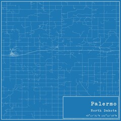 Blueprint US city map of Palermo, North Dakota.