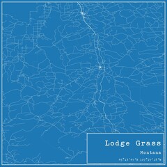 Blueprint US city map of Lodge Grass, Montana.