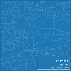Blueprint US city map of Lavina, Montana.