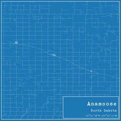 Blueprint US city map of Anamoose, North Dakota.