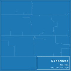 Blueprint US city map of Glentana, Montana.