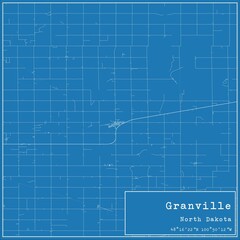 Blueprint US city map of Granville, North Dakota.