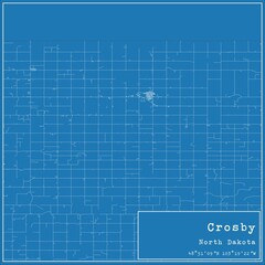Blueprint US city map of Crosby, North Dakota.