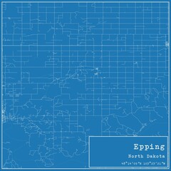 Blueprint US city map of Epping, North Dakota.