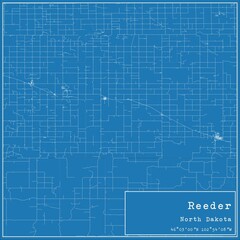 Fototapeta premium Blueprint US city map of Reeder, North Dakota.