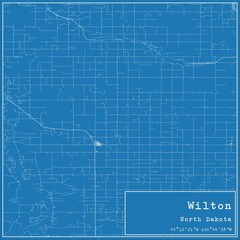 Blueprint US city map of Wilton, North Dakota.