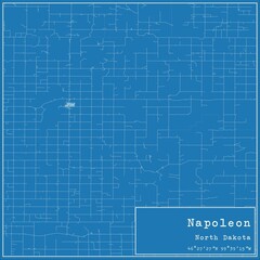 Blueprint US city map of Napoleon, North Dakota.