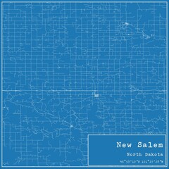 Fototapeta premium Blueprint US city map of New Salem, North Dakota.