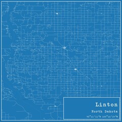 Blueprint US city map of Linton, North Dakota.